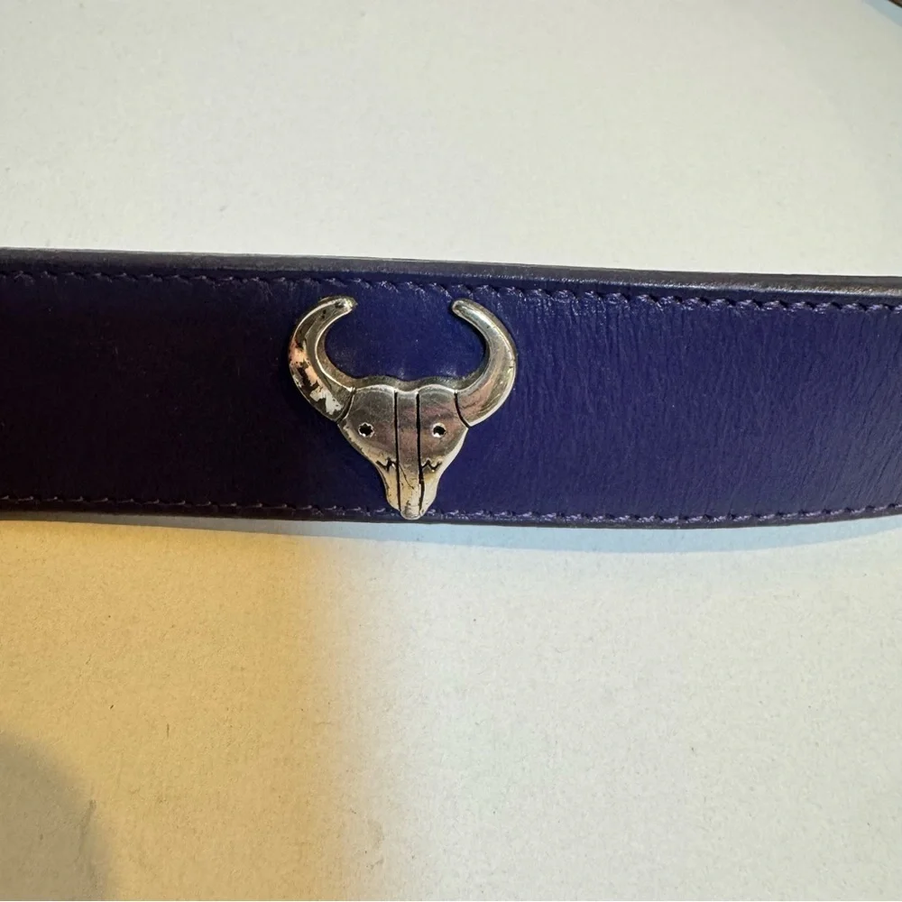 Silver Creek Vintage‎ 90s Y2K Navy Women's Concho Belt 32 Leather Western Animal